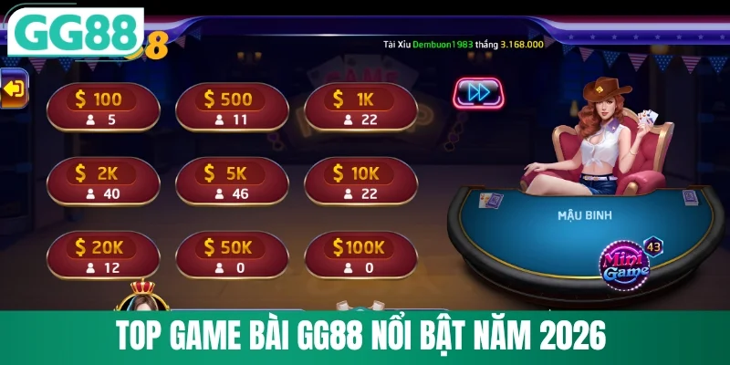 Game bài GG88 với 5 trò chơi nổi bật năm 2026